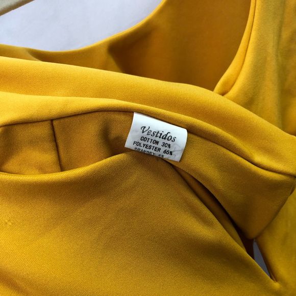 Ceylon Mustard Cotton Blend Yellow Split Deep V Crop Tank Top Small Side Zipper - Picture 5 of 9